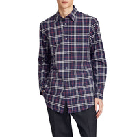 Chemise en coton à motif check - Navy