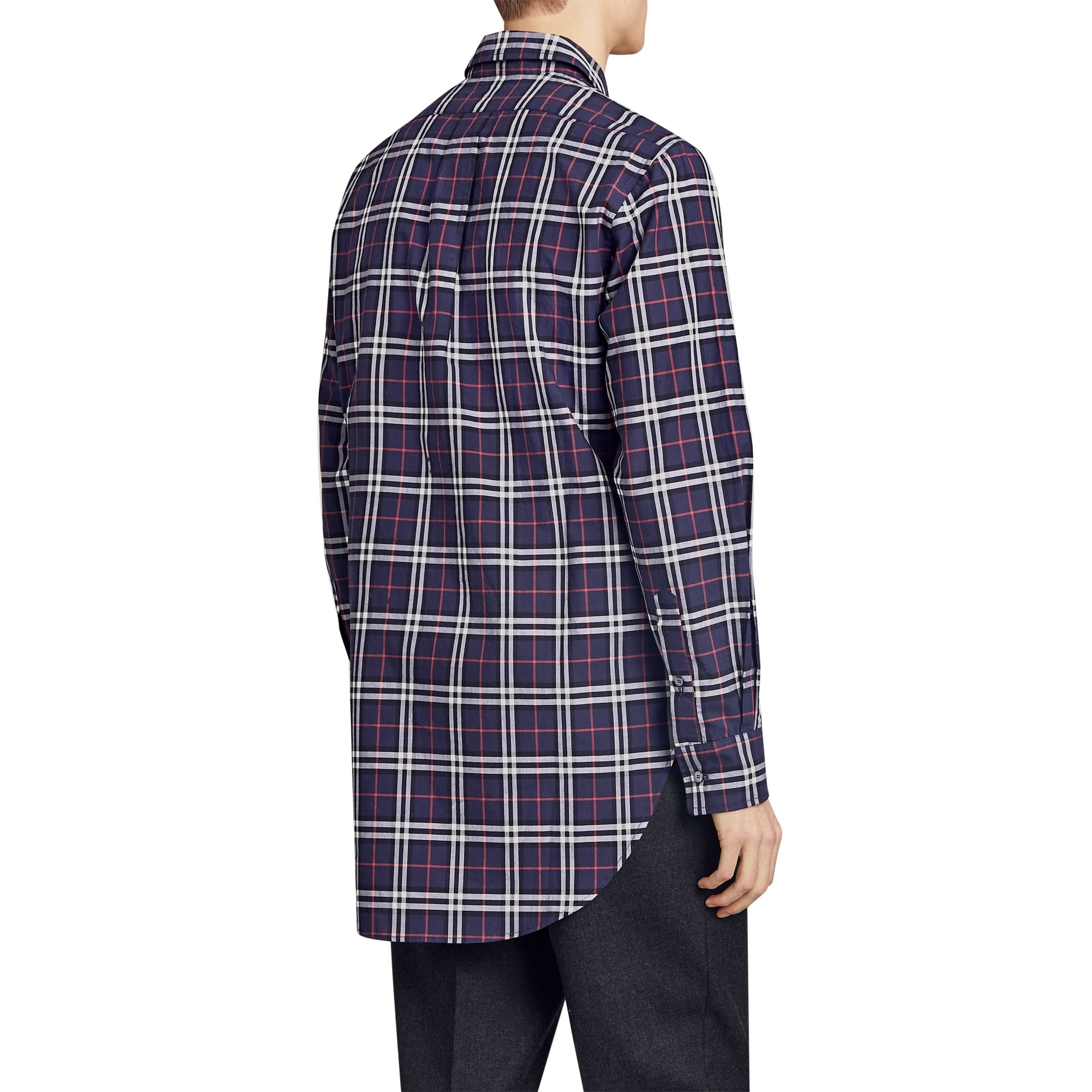Chemise en coton à motif check - Navy