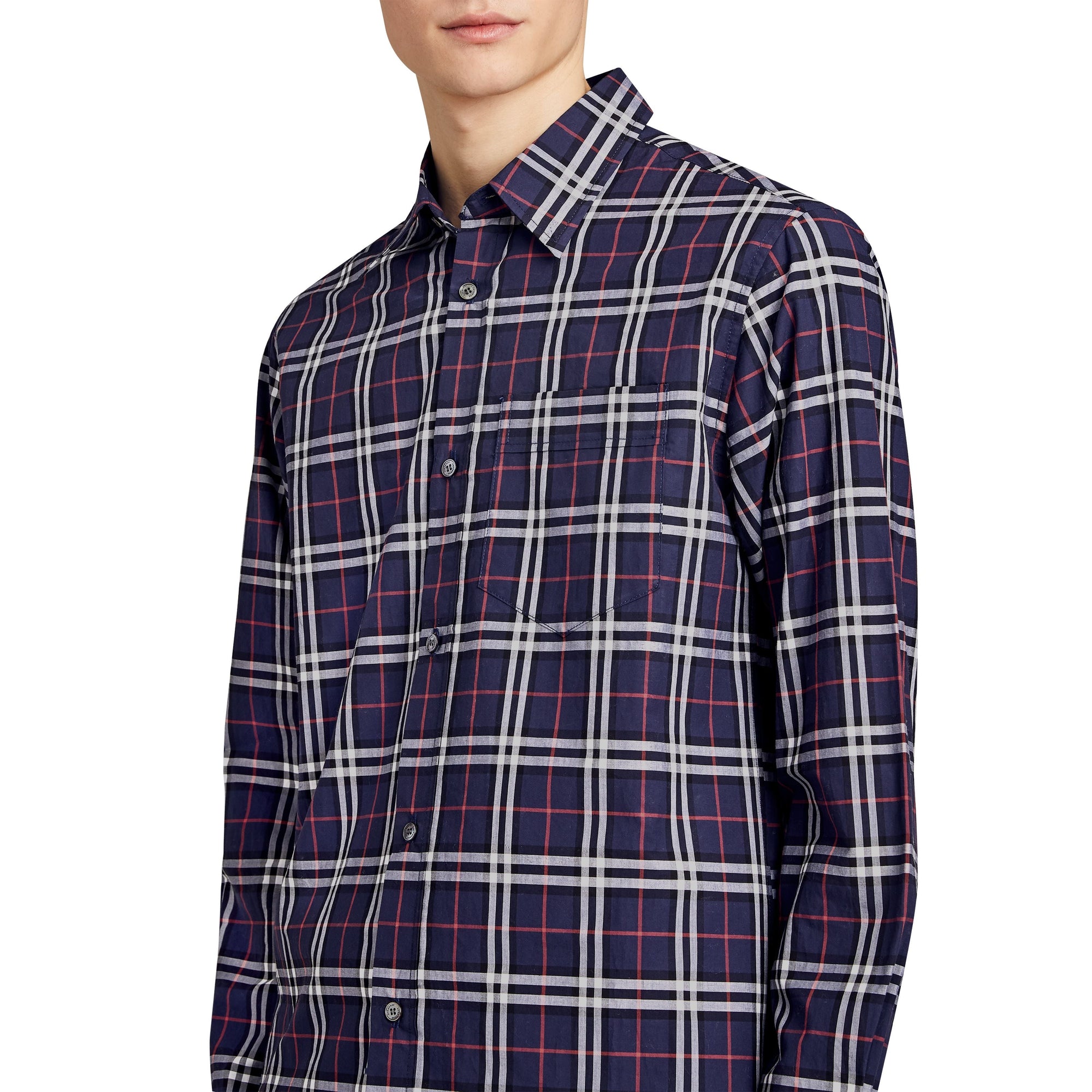 Chemise en coton à motif check - Navy