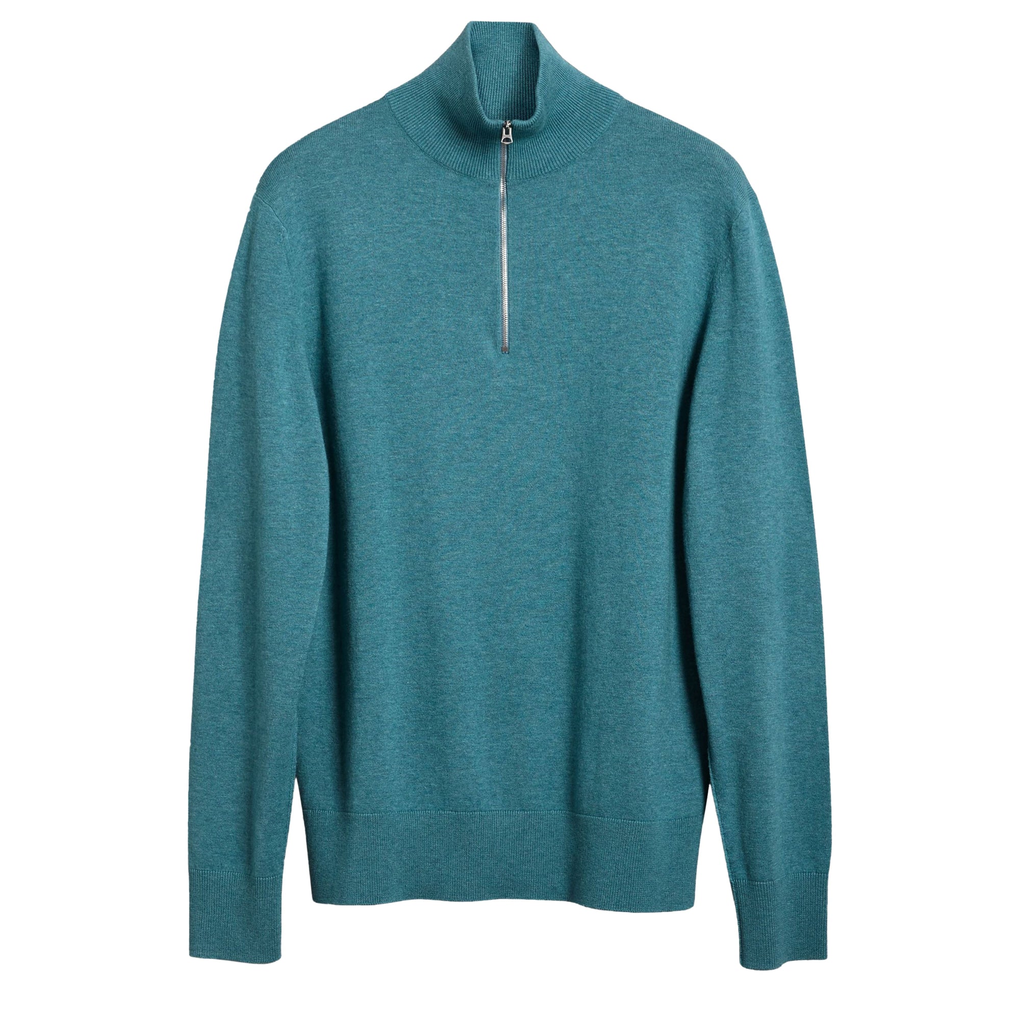 Pull en cachemire et coton à col zippé - Grey Blue
