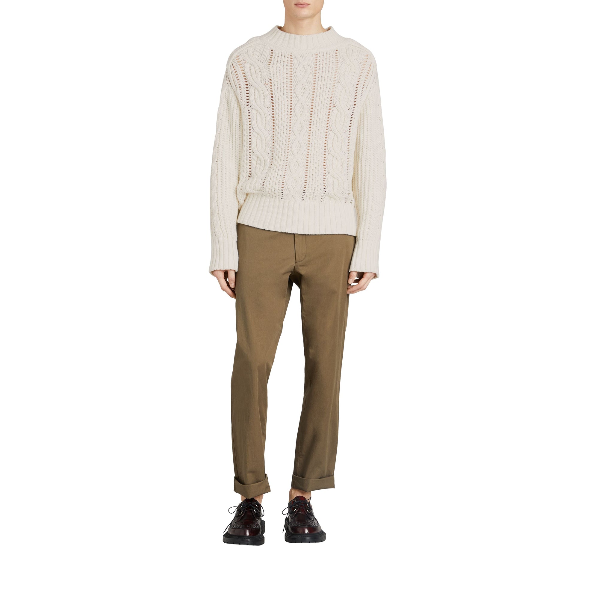 Pantalon chino en sergé de coton - Olive Green