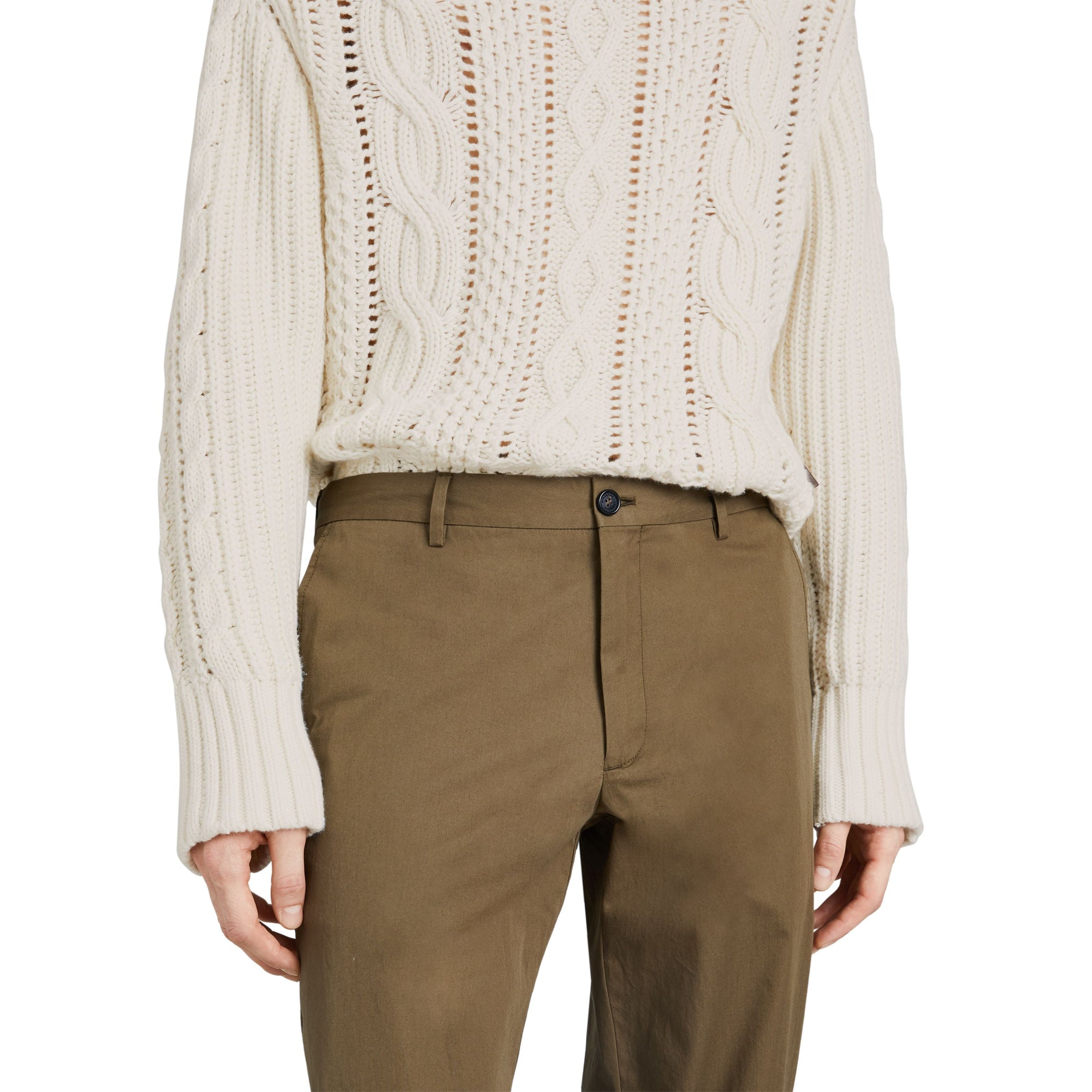 Pantalon chino en sergé de coton - Olive Green