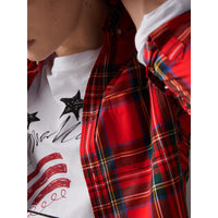 Chemise en coton tartan à col boutonné - Bright Red