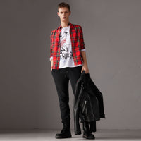 Chemise en coton tartan à col boutonné - Bright Red