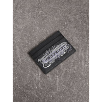 Porte-cartes en cuir à imprimé doodle - Black