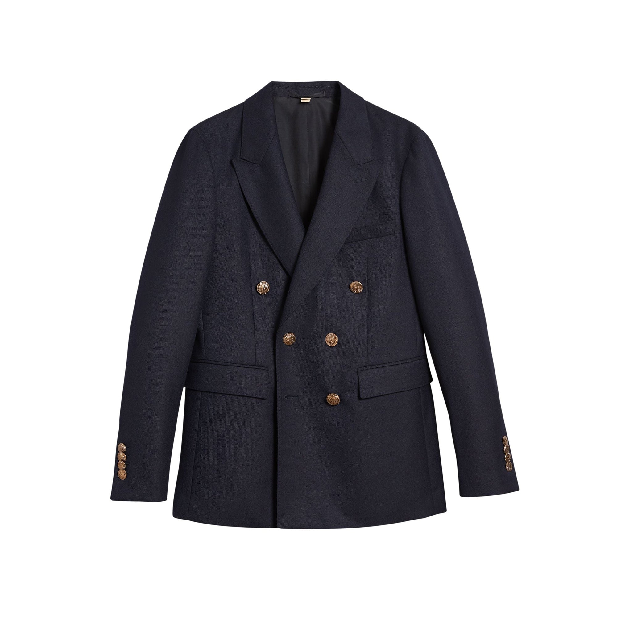 Veste ajustée en laine avec boutons à motif d'oiseau - Navy