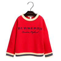 Sweat-shirt en jersey de coton brodé avec base rayée - Bright Orange Red
