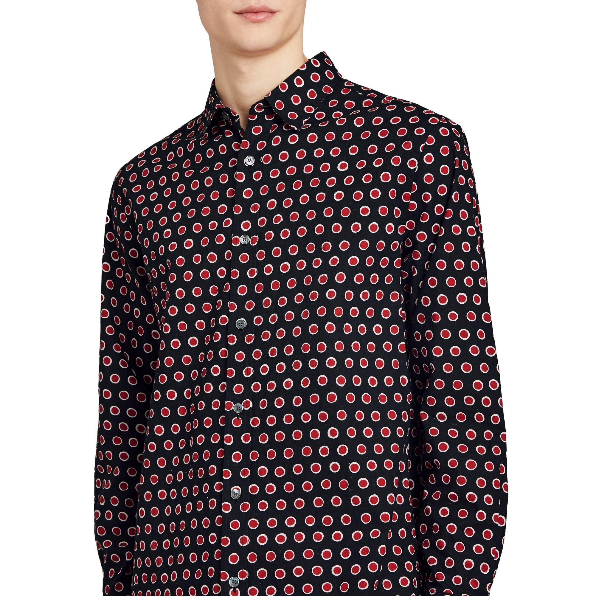 Chemise en coton avec imprimé à pois - Parade Red
