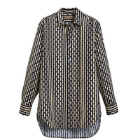 Chemise en coton à pois et rayures - Navy