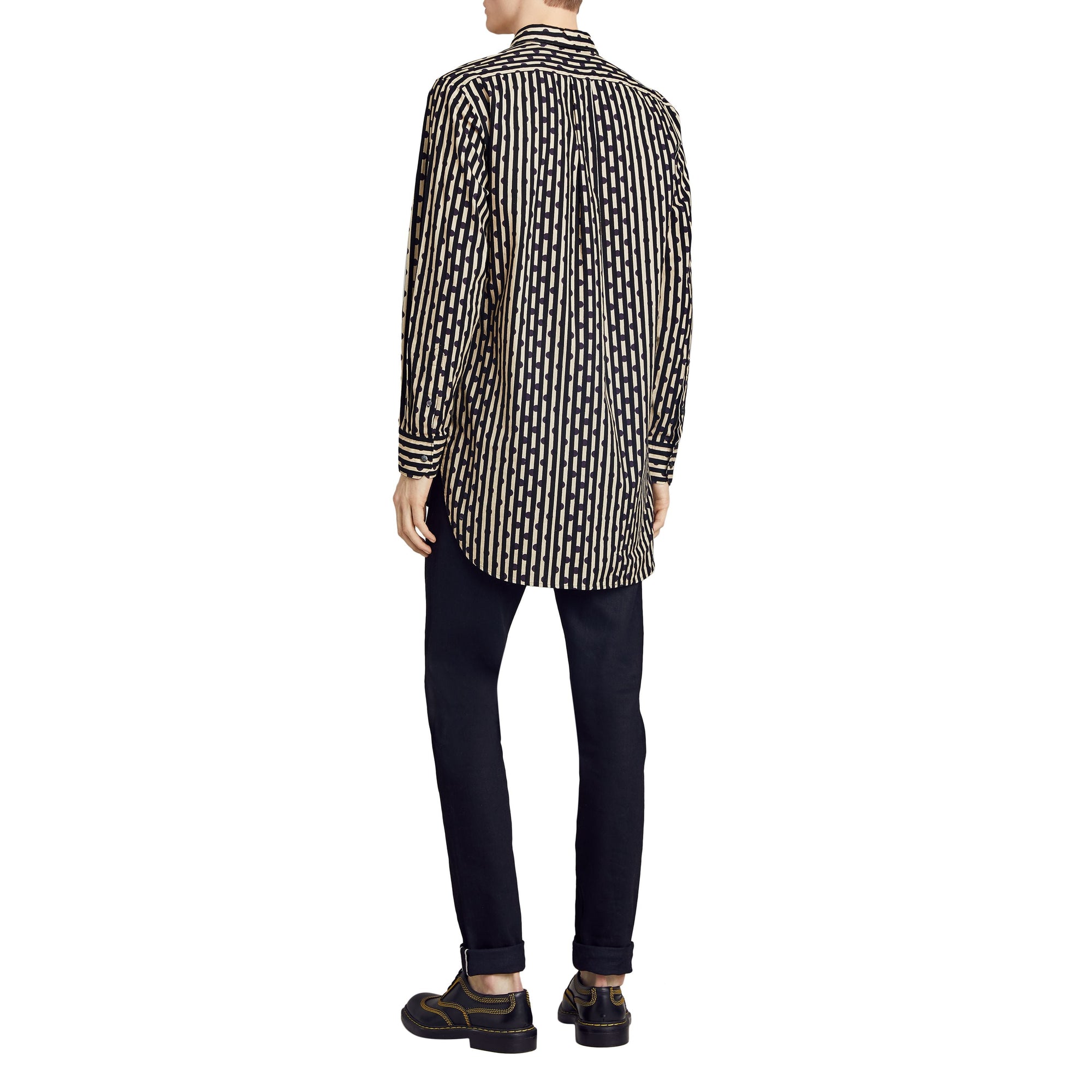 Chemise en coton à pois et rayures - Navy