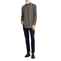 Chemise en coton à pois et rayures - Navy