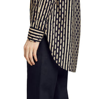 Chemise en coton à pois et rayures - Navy