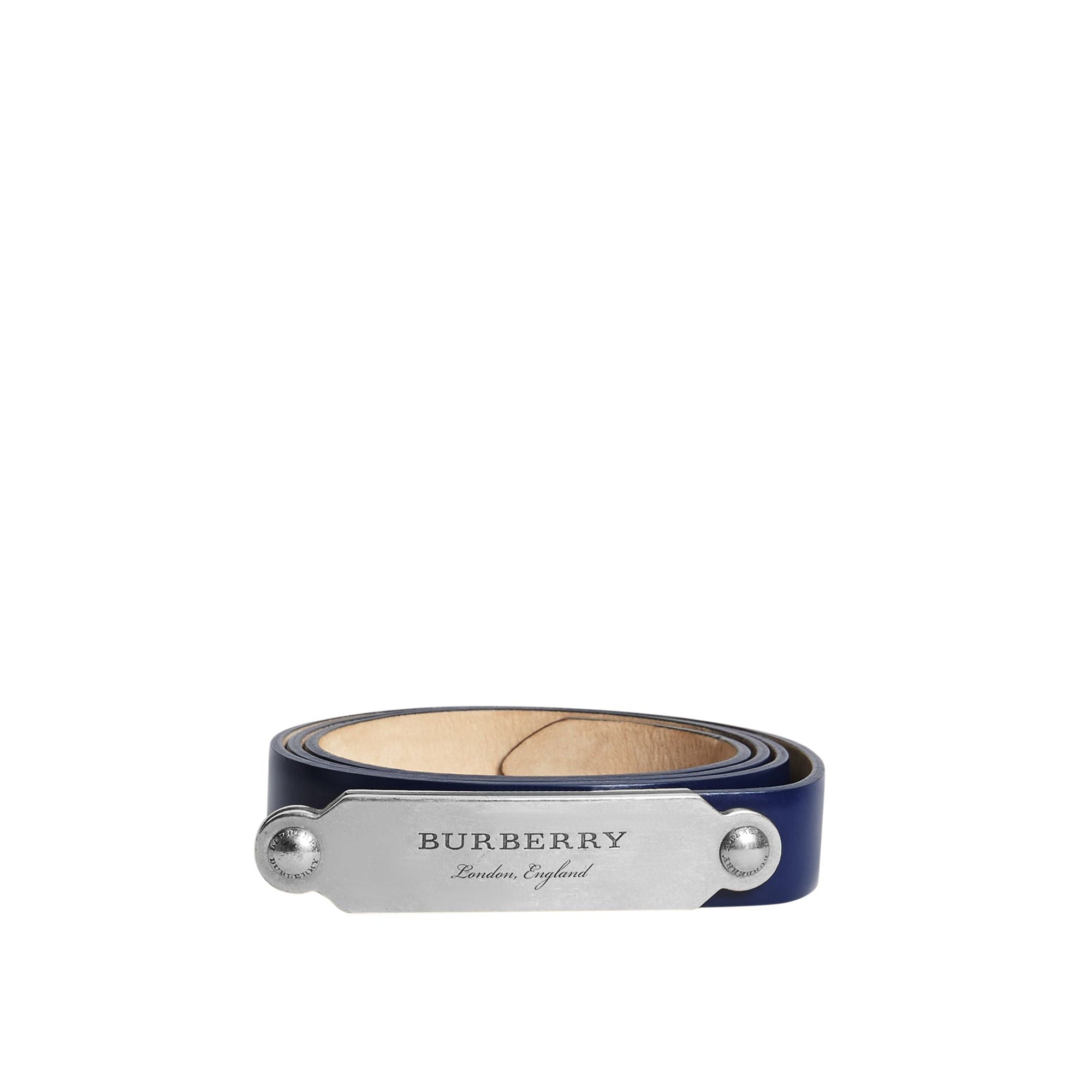 Ceinture en cuir avec boucle plaque - Canvas Blue