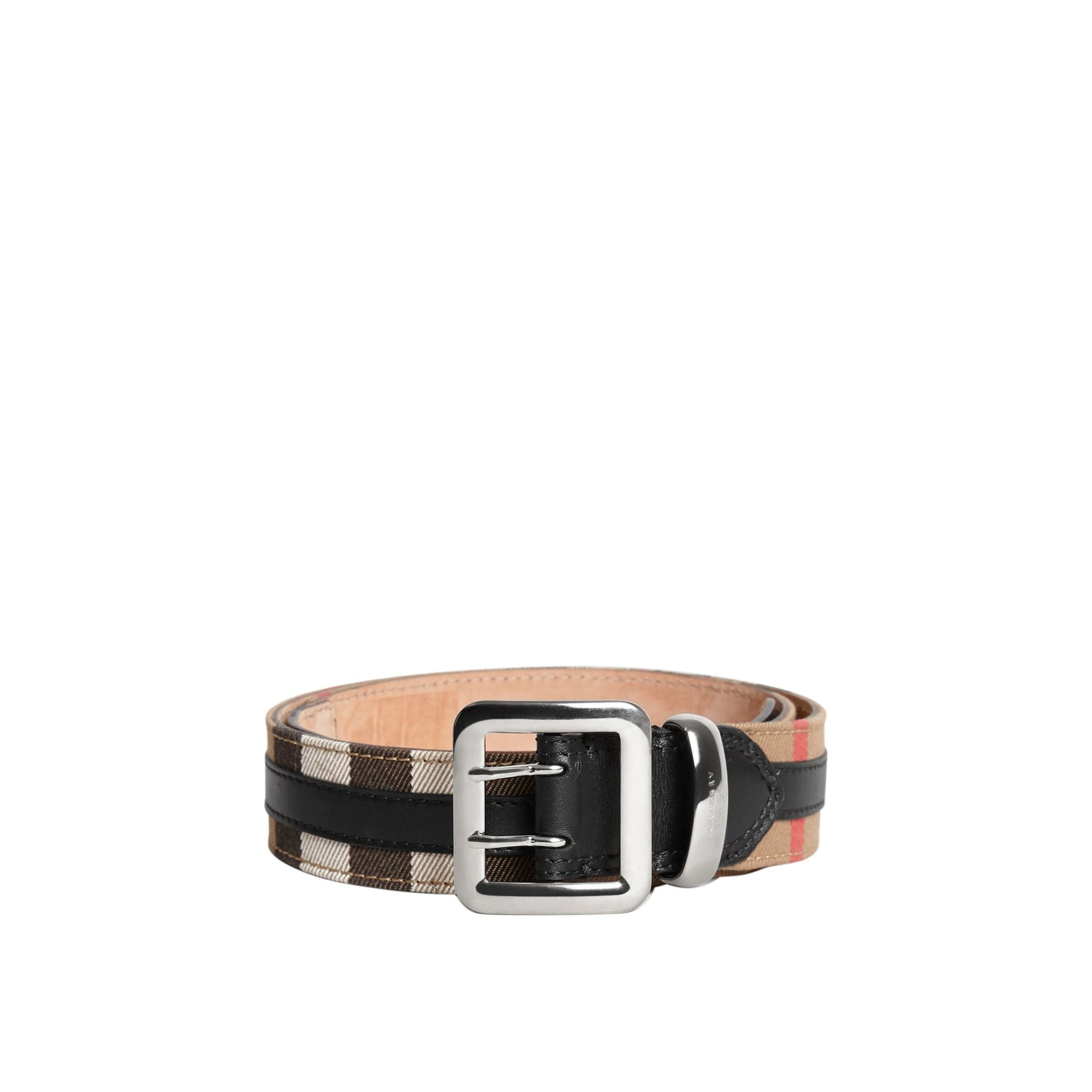 Ceinture en cuir à motif House check surpiqué - Black