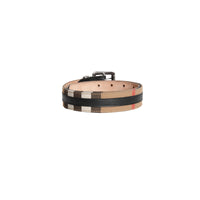 Ceinture en cuir à motif House check surpiqué - Black