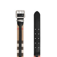 Ceinture en cuir à motif House check surpiqué - Black