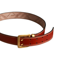 Ceinture en cuir avec surpiqûres - Burnt Sienna