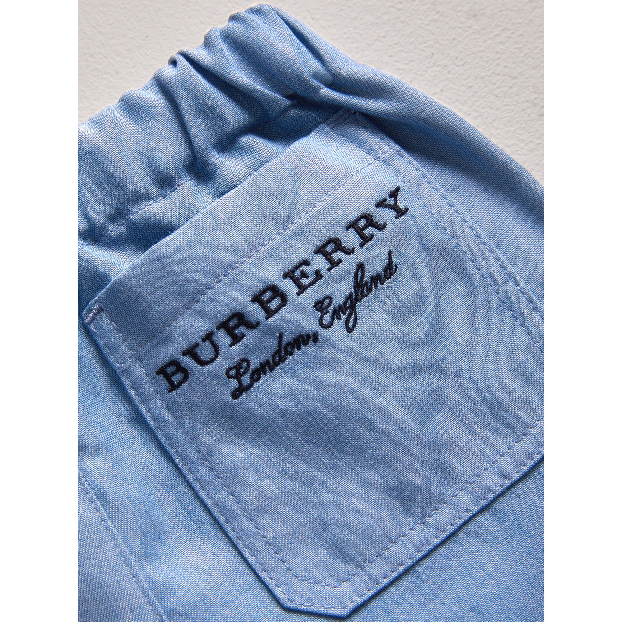 Pantalon à taille élastique en chambray - Steel Blue