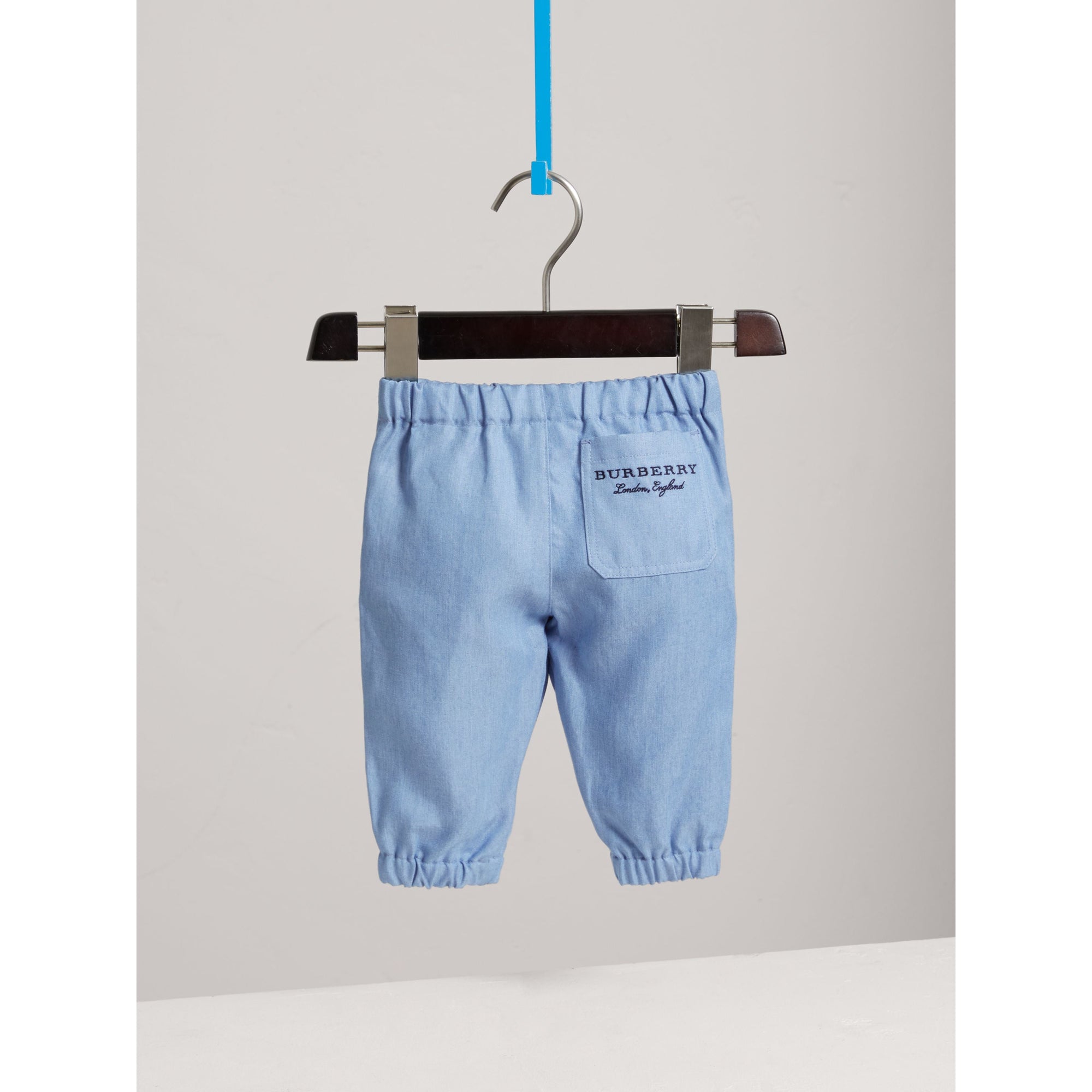 Pantalon à taille élastique en chambray - Steel Blue