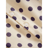 Robe trapèze en coton et soie à imprimé à pois - Natural White