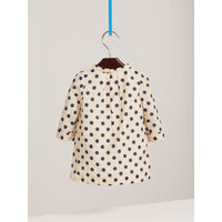 Robe trapèze en coton et soie à imprimé à pois - Natural White