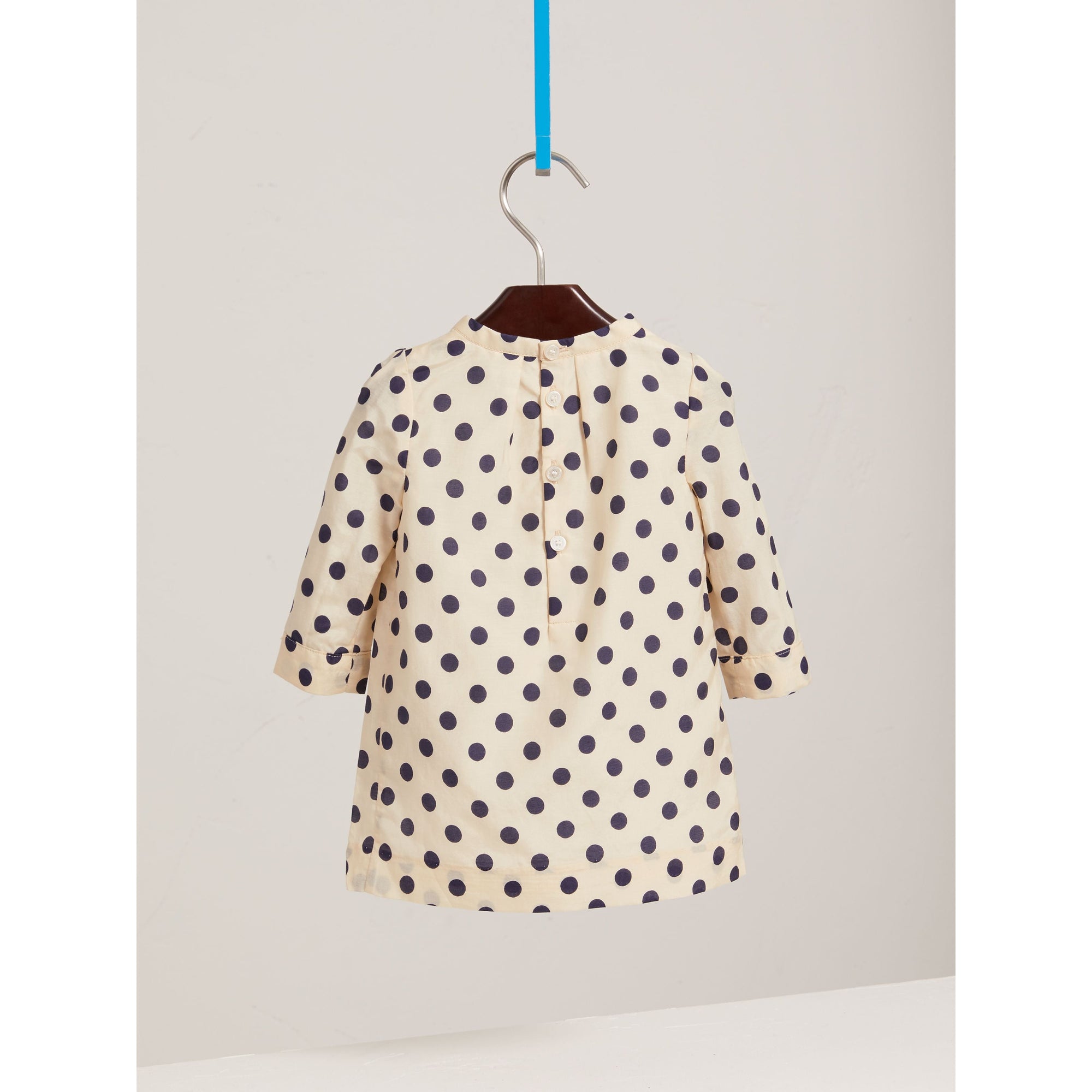 Robe trapèze en coton et soie à imprimé à pois - Natural White