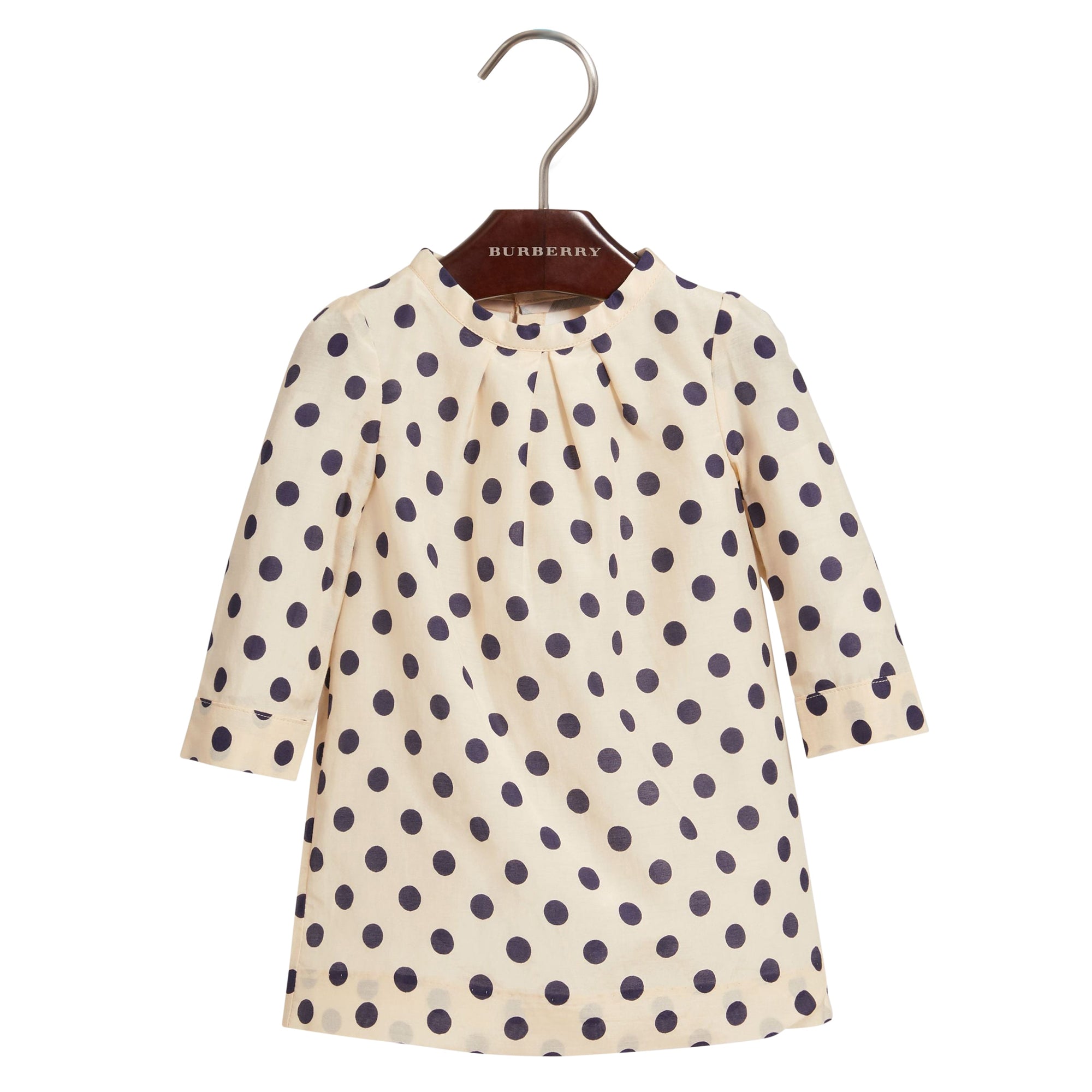 Robe trapèze en coton et soie à imprimé à pois - Natural White