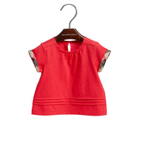 T-shirt en coton avec plis et motif check - Bright Orange Red