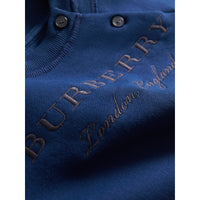 Sweat-shirt en coton brodé avec rayures contrastantes - Canvas Blue