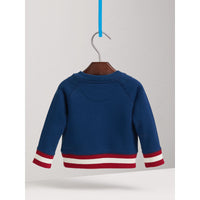 Sweat-shirt en coton brodé avec rayures contrastantes - Canvas Blue