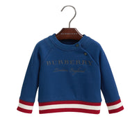 Sweat-shirt en coton brodé avec rayures contrastantes - Canvas Blue