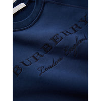 Sweat-shirt en jersey de coton brodé avec base rayée - Canvas Blue