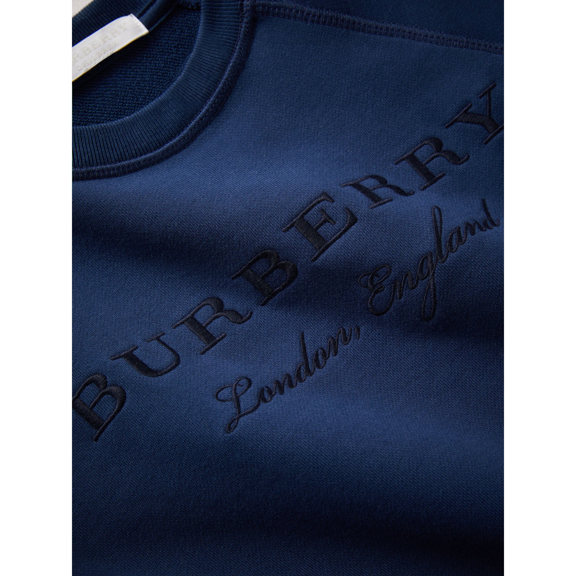 Sweat-shirt en jersey de coton brodé avec base rayée - Canvas Blue