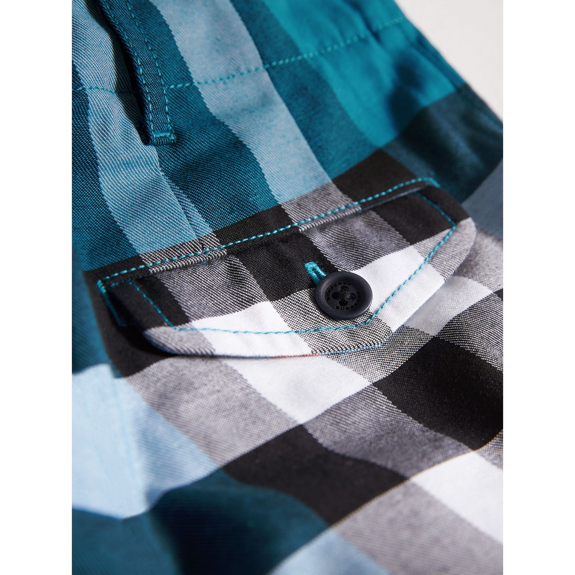 Short en coton à motif check - Azure Blue