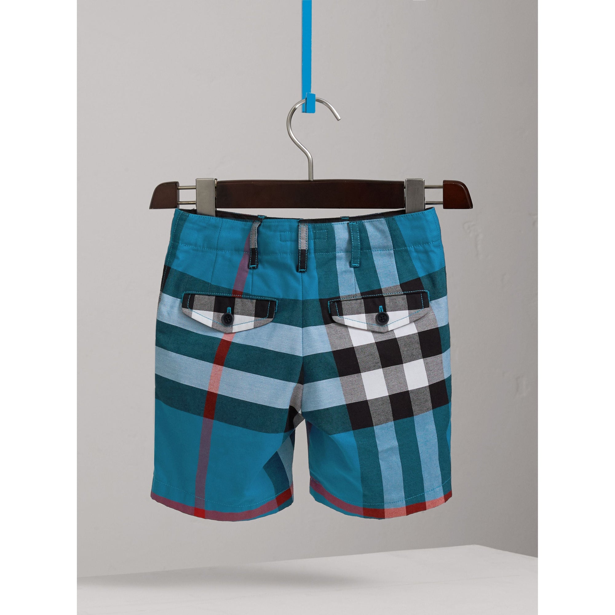Short en coton à motif check - Azure Blue