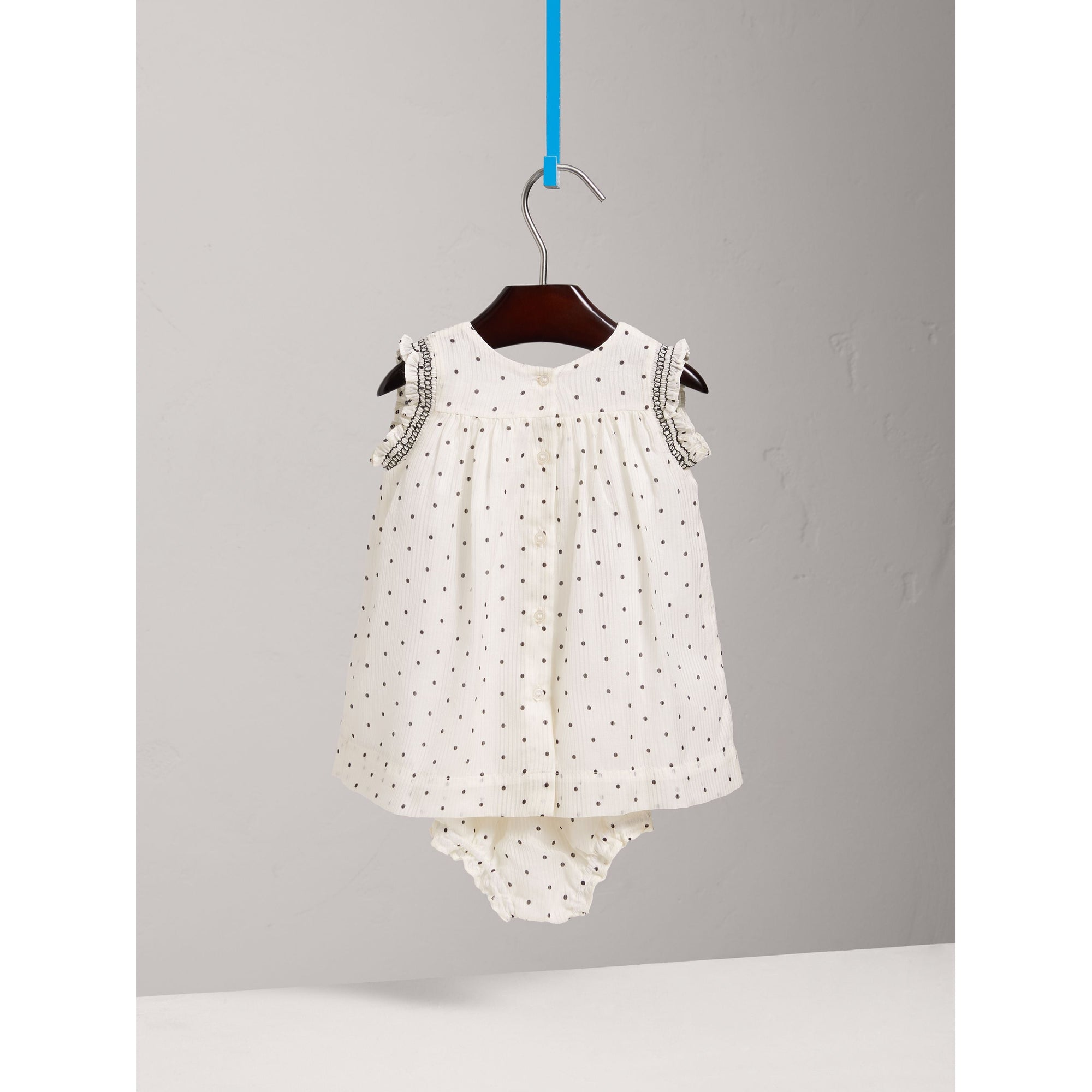 Robe et bloomer en coton et soie à volants - Black & White
