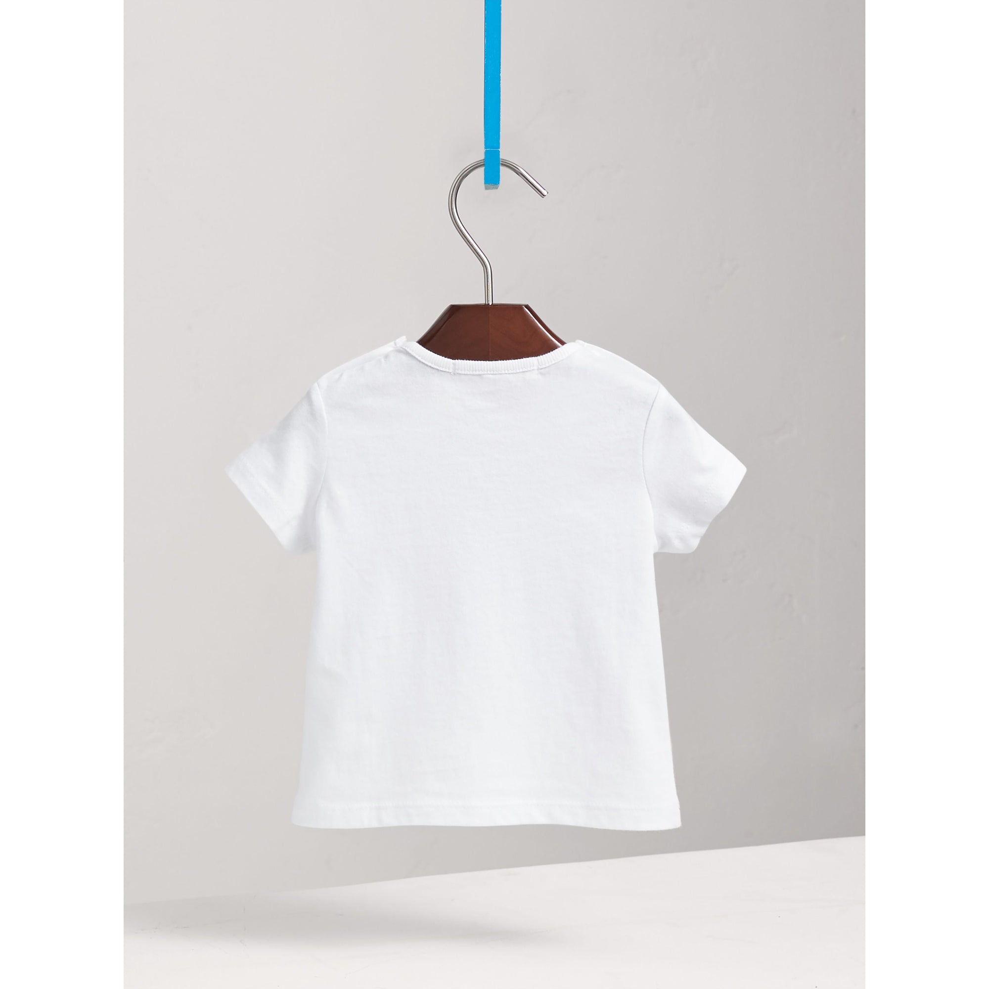 T-shirt en coton avec poche à motif check - White