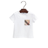 T-shirt en coton avec poche à motif check - White