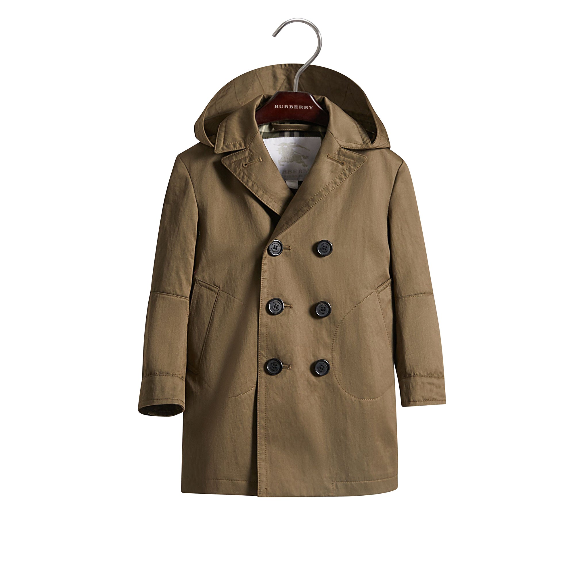 Trench en coton mélangé à capuche amovible - Dark Olive
