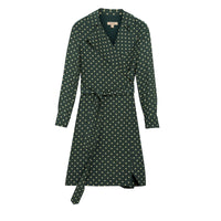 Robe portefeuille en soie à imprimé à pois - Racing Green