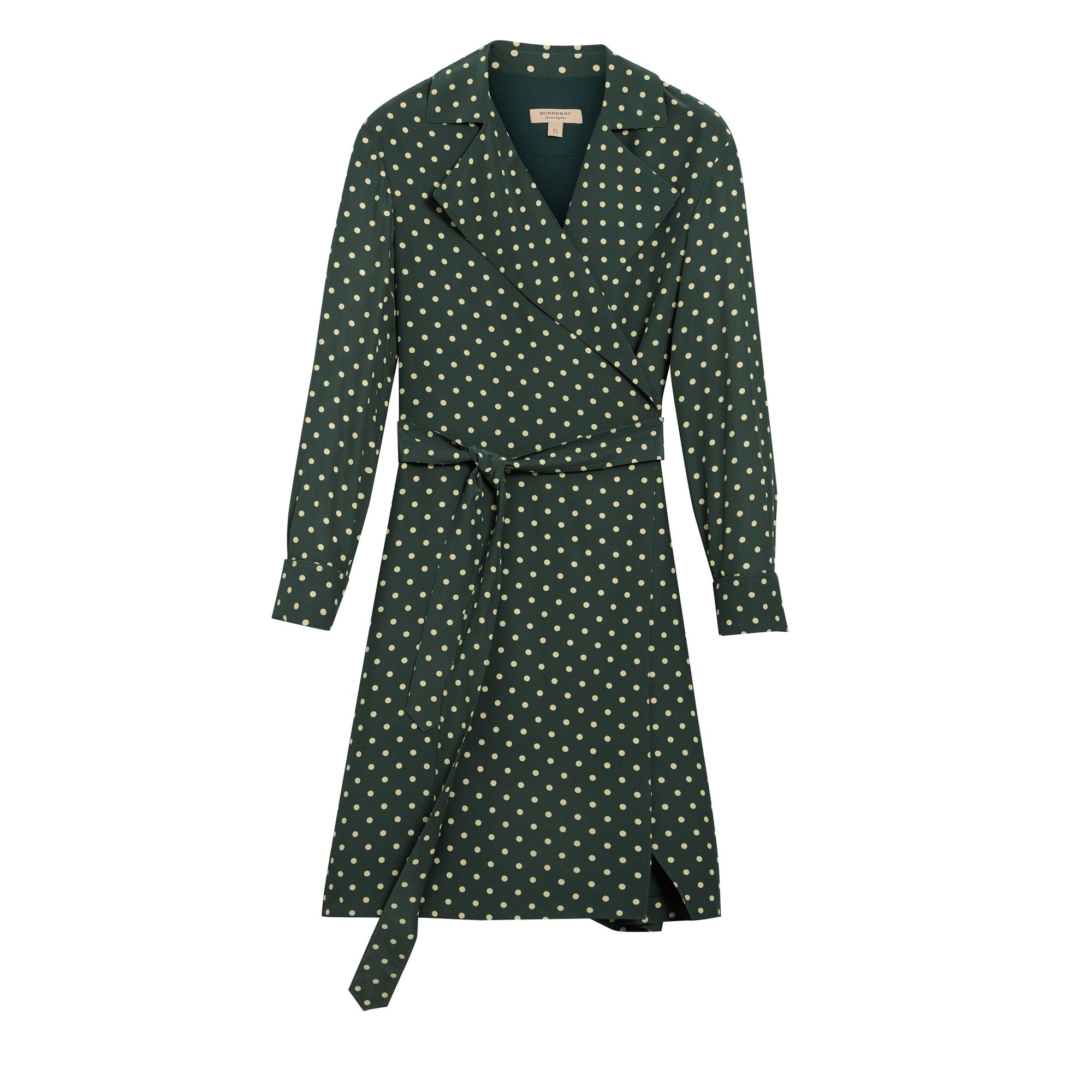 Robe portefeuille en soie à imprimé à pois - Racing Green