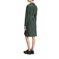 Robe portefeuille en soie à imprimé à pois - Racing Green