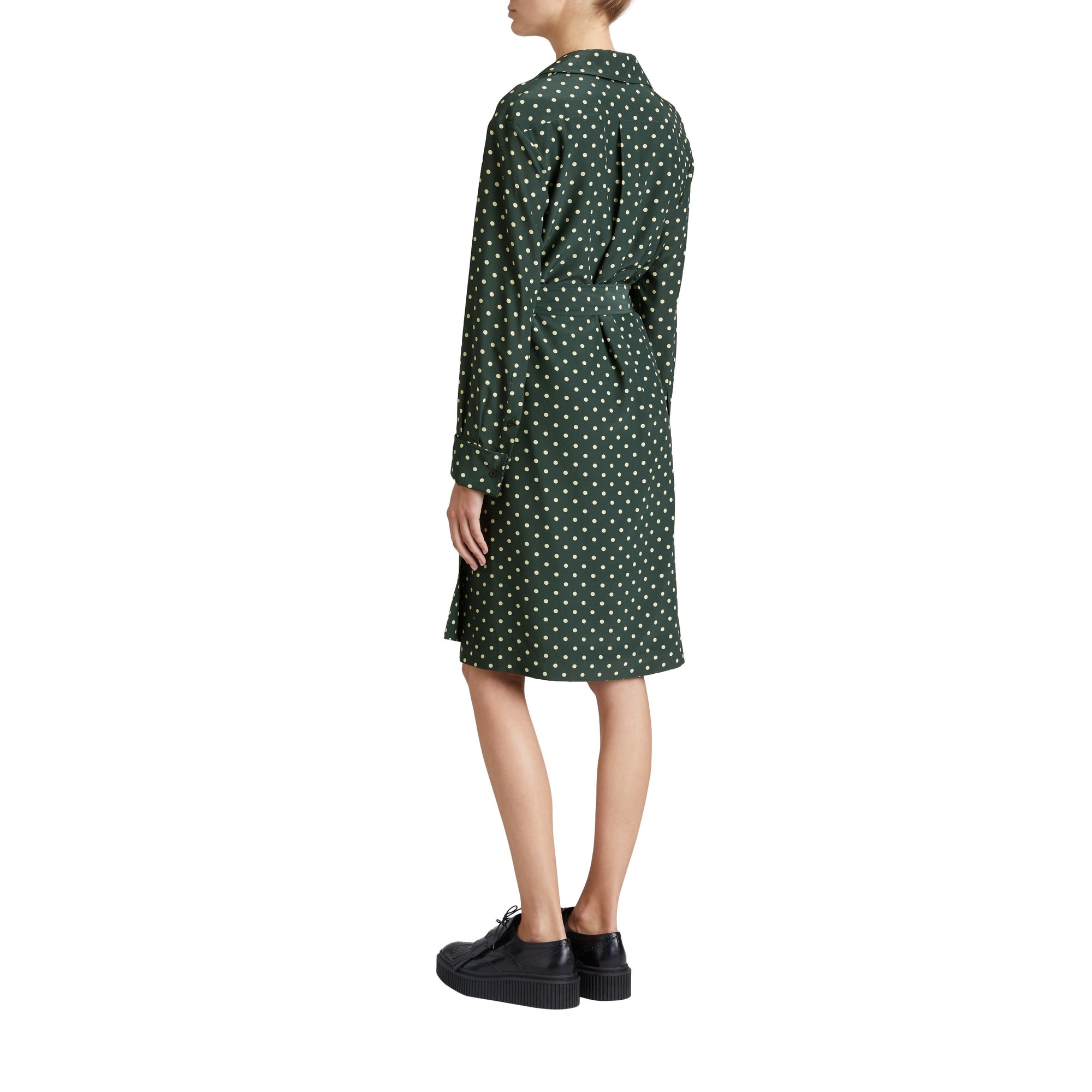 Robe portefeuille en soie à imprimé à pois - Racing Green