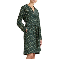 Robe portefeuille en soie à imprimé à pois - Racing Green