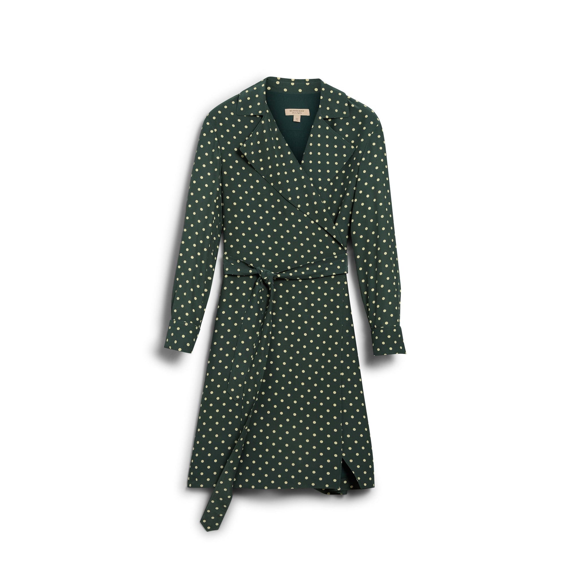 Robe portefeuille en soie à imprimé à pois - Racing Green