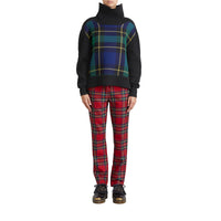 Pull à col roulé en laine-cachemire avec panneau en tartan - Black