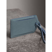 Porte-étiquette en cuir grainé - Dusty Teal Blue