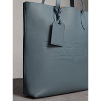 Porte-étiquette en cuir grainé - Dusty Teal Blue