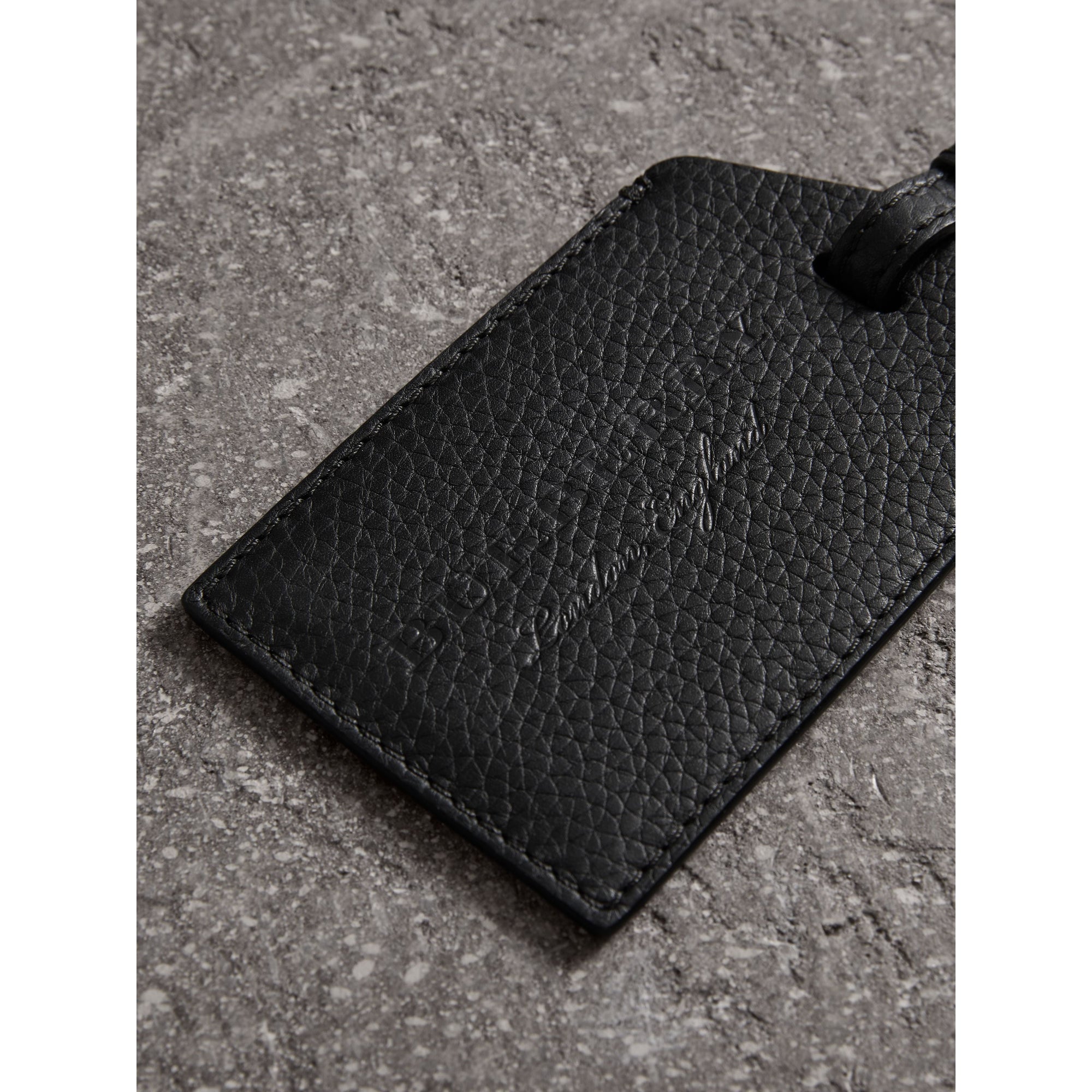 Porte-étiquette en cuir grainé - Black