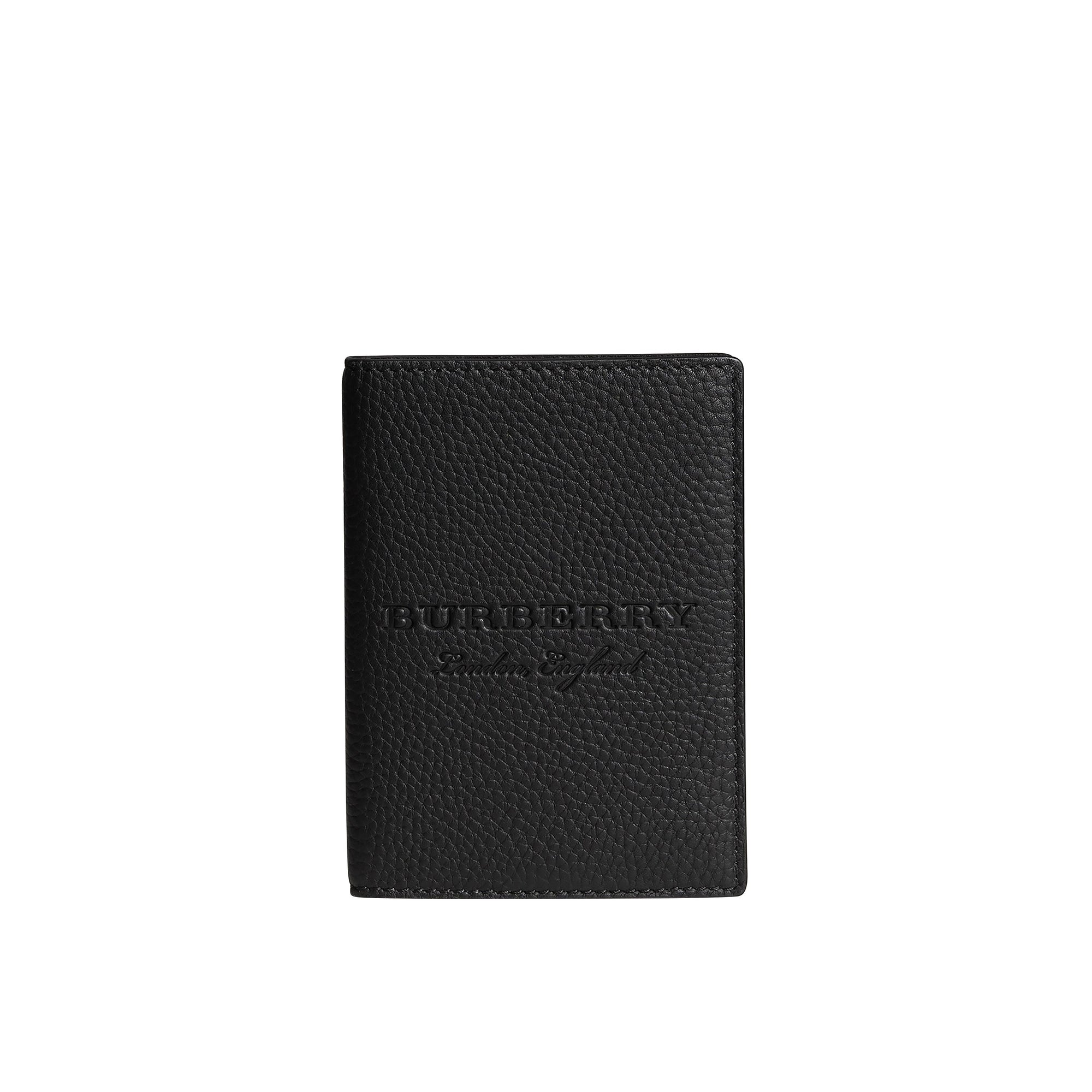 Étui pour passeport en cuir estampé - Black